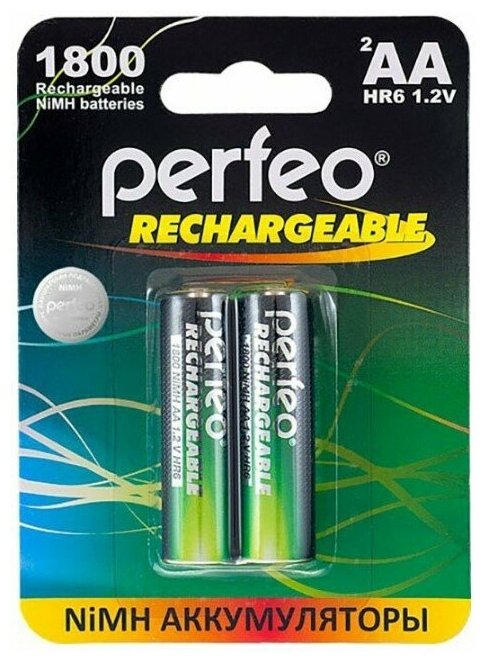 Батарейка аккумуляторная AA никель-металлогидридная Perfeo AA1800mAh/2BL 2шт