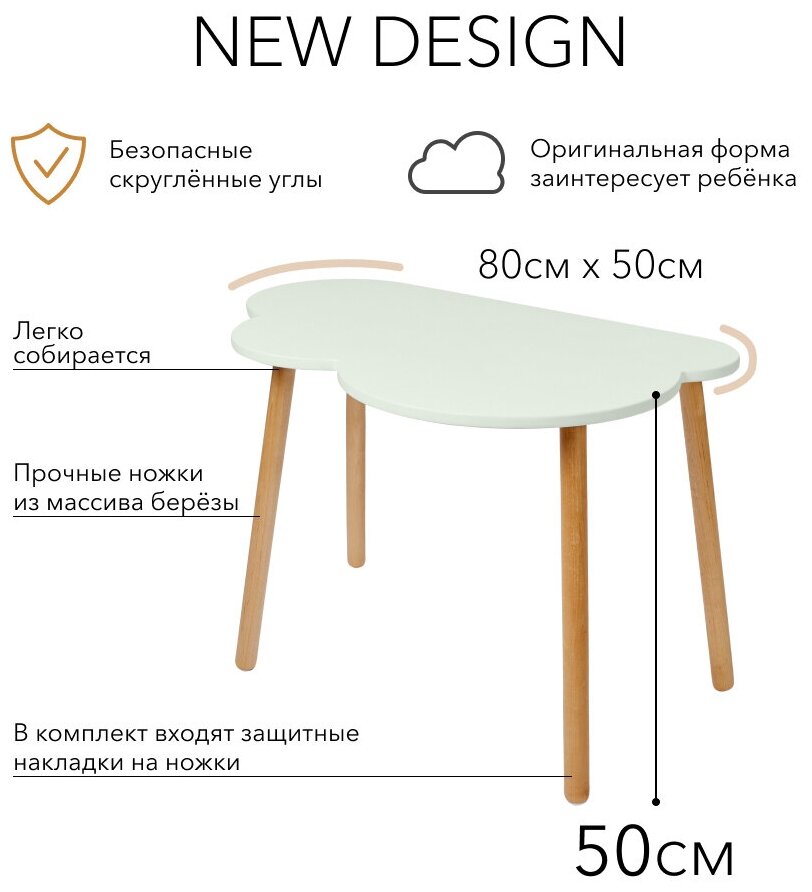 Стол детский Happy Baby Oblako Table 91005 80x50 см шалфей