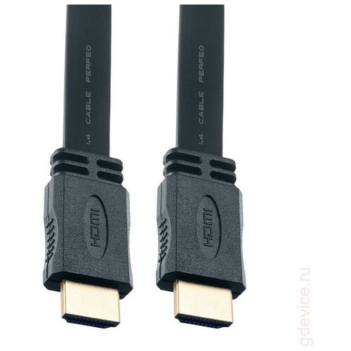 Кабель PERFEO HDMI A вилка - HDMI A вилка, плоский, ver.1.4, длина 2 м. (H1302)