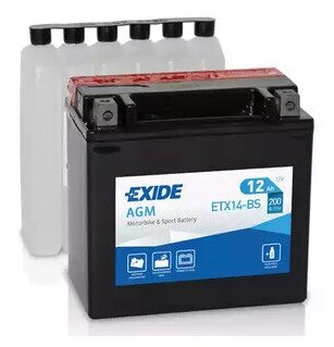 EXIDE ETX14-BS_аккумулятор! рус 12Ah 200A 150/90/145 moto AGM сухозар. с упаковкой электролита\