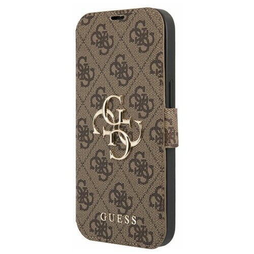 фото Guess для iphone 13 mini чехол pu 4g big metal logo booktype brown