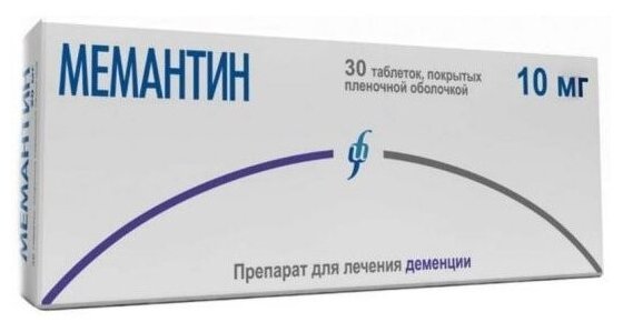 Мемантин таб. п/о плен., 10 мг, 30 шт.