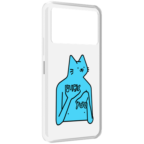 Чехол MyPads голубой-кот-фак-ю для Infinix NOTE 12 VIP (X672) задняя-панель-накладка-бампер