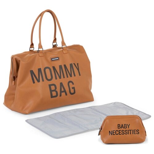 фото Сумка для мамы и малыша с пеленальным ковриком mommy bag коричневая экокожа childhome