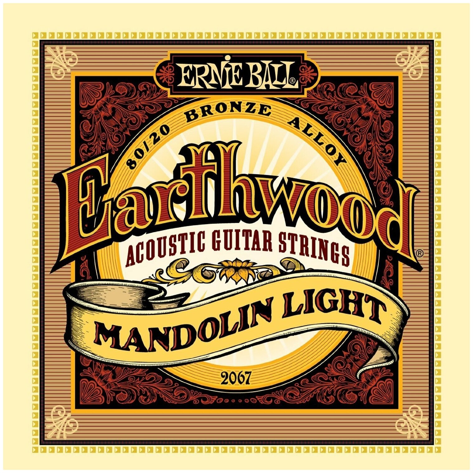 Струны для мандолины Ernie Ball P02067 Earthwood 80/20 Bronze Light (9-13-22w-34)