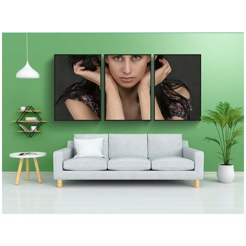 фото Набор модулных постеров для интерьера "женщина, молодой, брюнетка" 60x90 см. в тубусе, без рамки lotsprints
