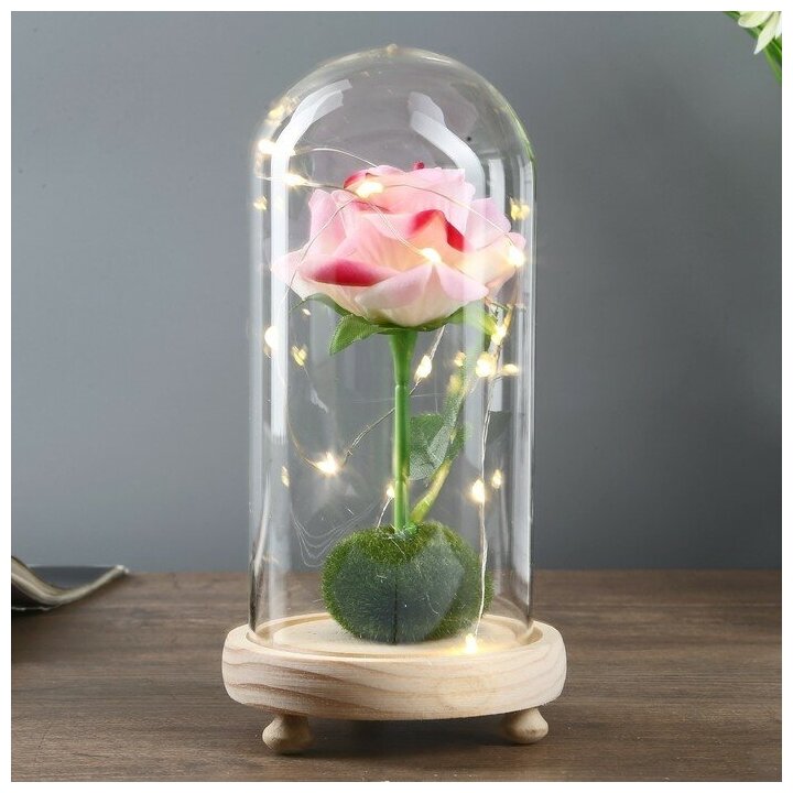 Ночник Розовая роза LED 3ААА 10х10х20 см