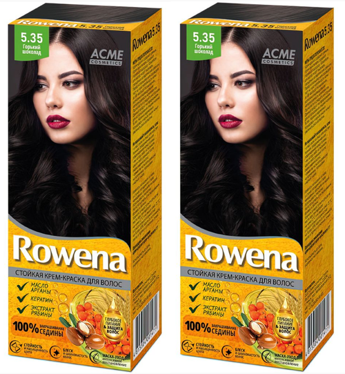 Стойкая крем-краска для волос Rowena, тон 5.35 горький шоколад, 115 мл, 2 шт.