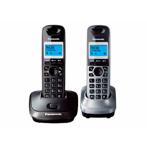 Радиотелефон домашний Panasonic KX-TG2512RU2 (2 трубки), темно-серый; серый металлик серый, серый металлик
