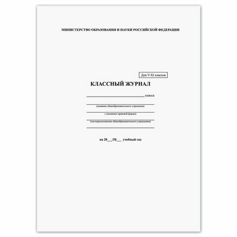 Классный журнал BRAUBERG 5-11 кл, универсальный, А4, 200х290 мм, твердая ламин. обложка, 125686