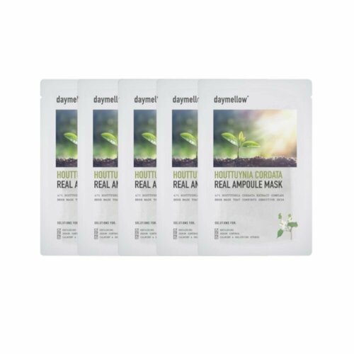 DAYMELLOW' Тканевая маска для лица с экстрактом хауттюйнии Houttuynia Cordata Real Ampoule Mask (5 шт) daymellow маска успокаивающая с экстрактом хауттюйнии 27 мл