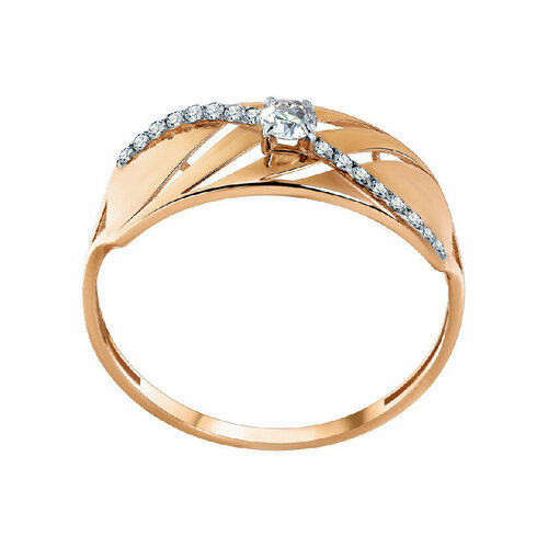 Кольцо АЛЕКСИ, красное золото, 585 проба, фианит, размер 17.5, золотой, красный