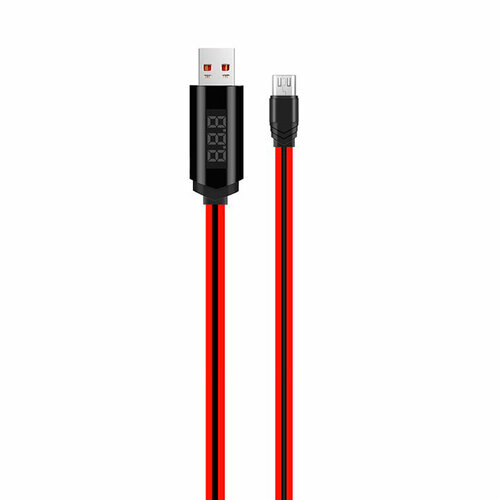 Кабель USB HOCO U29 LED displayed timing USB - MicroUSB, 2А, 1.2 м, красный+черный