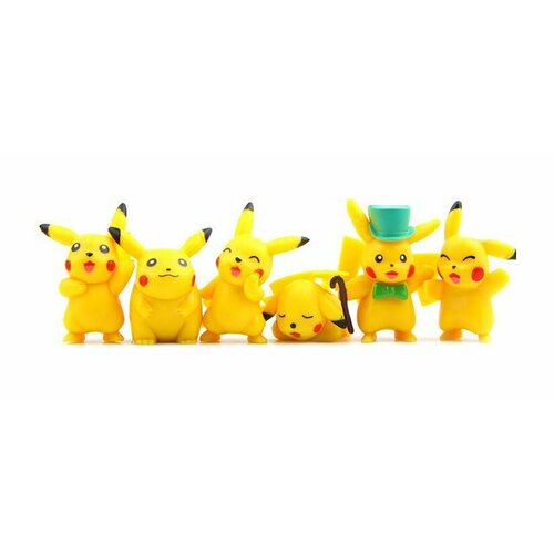 Набор фигурок Покемон Пикачу / Pokemon Pikachu 6шт (4-6см) set 2 new genuine pokemon 6pcs box set pokeball pocket monster pikachu eevee psyduck charizard blastoise venusaur figures model toys