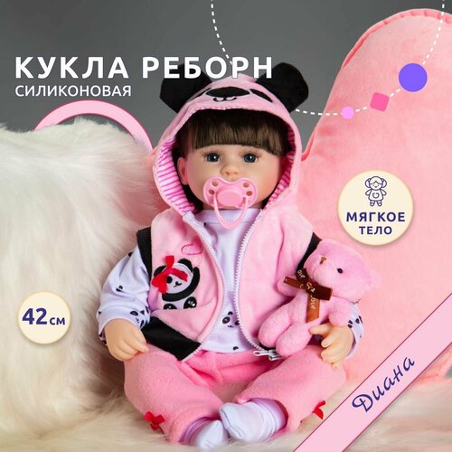 Кукла Реборн девочка Диана силиконовая мягкая Пупс Reborn Подарок для девочки 42 см кукла пупс реборн силиконовая 30 см