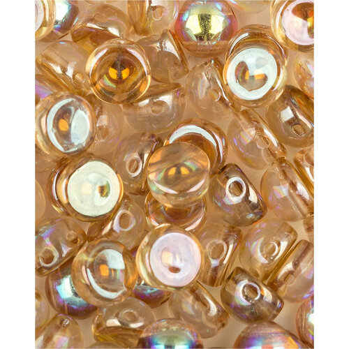 Стеклянные чешские бусины с двумя отверстиями, Cabochon bead, 6 мм, цвет Crystal Brown Rainbow, 50 шт.