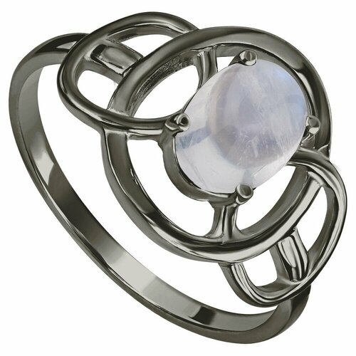 Кольцо Lazurit Online, серебро, 925 проба, родирование, лунный камень, размер 17.5 серебряные серьги с натуральным лунным камнем коллекция юнона без покрытия