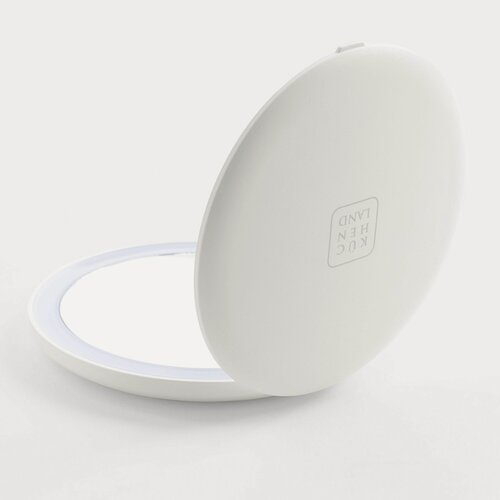 Изображение товара Зеркало карманное, 10 см, двустороннее, с подсветкой, пластик, белое, Vesta