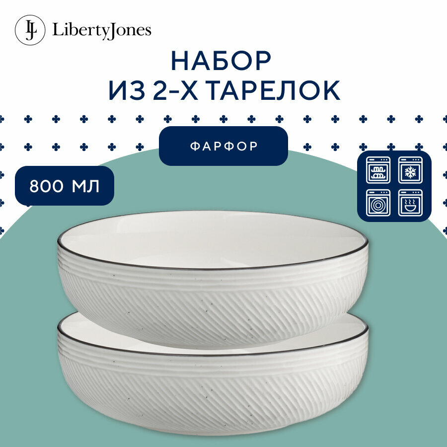 Набор глубоких тарелок Contour, Ø18 см, 2 шт, Liberty Jones, LJ_RI_PL18