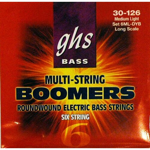 Струны для бас-гитары GHS 6ML-DYB 6-String Bass Boomers Medium Light 30-126