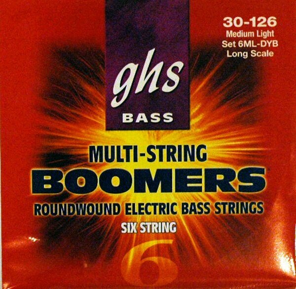 Струны для бас-гитары GHS 6ML-DYB 6-String Bass Boomers Medium Light 30-125