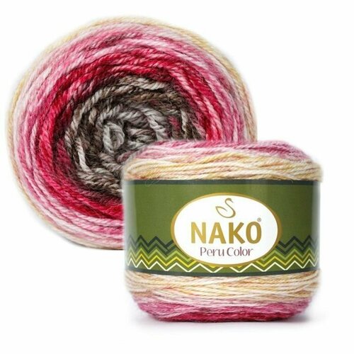 Пряжа Nako Peru Color Нако Перу Колор, 32189, 50% акрил премиум класса, 25% альпака, 25% шерсть. 100г, 310 м, 1 моток.