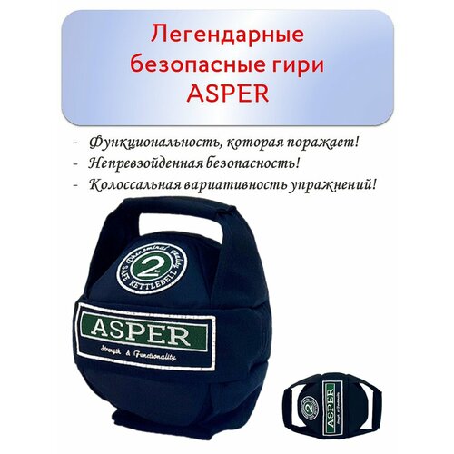 Гиря 2 кг безопасная ASPER для дома, спортзала, улицы