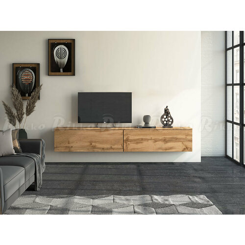 Тумба под ТВ подвесная Лия-4 (2402*400*316, ЛДСП, Дуб вотан, Рикко)