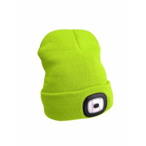 LED фонарь вязаная шапка 2 в 1 MyPads A154423 отстегивающейся встроенный фонарь с USB зарядкой салатовый неон