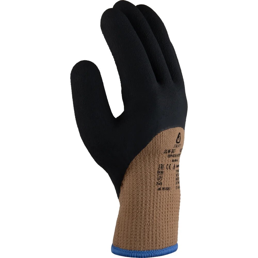 Утепленные перчатки Jeta Safety с латексным покрытием 3/4 размер 9/L JLW-201-L