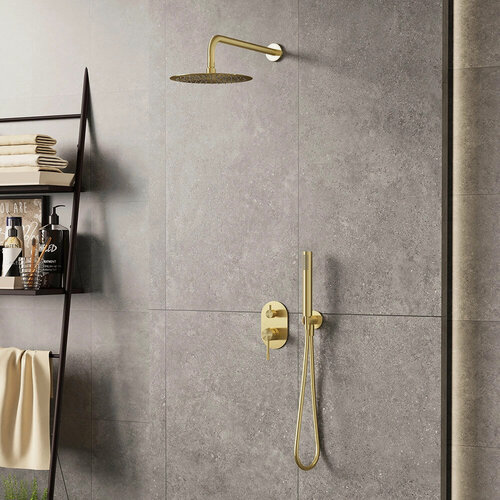 Изображение товара Душевая система с тропическим душем, термостатический, без излива Vieir V403563-S золото