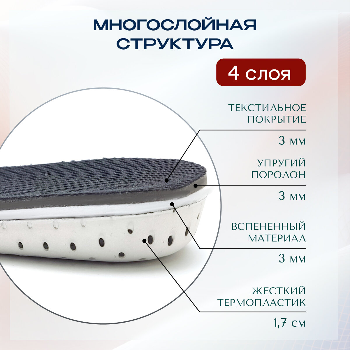 Изображение Полустельки ортопедические MyBalance для коррекции длины ног, высота 2,3 см, жесткие, черные, 2 шт, универсальный размер