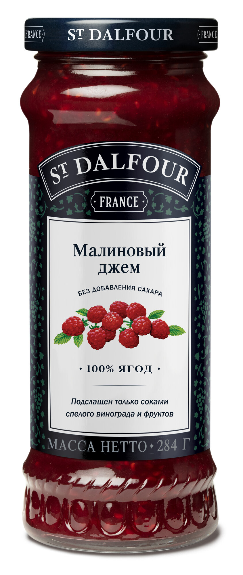 Джем St. Dalfour без сахара, малина, 284 г, 284 мл - фото №1