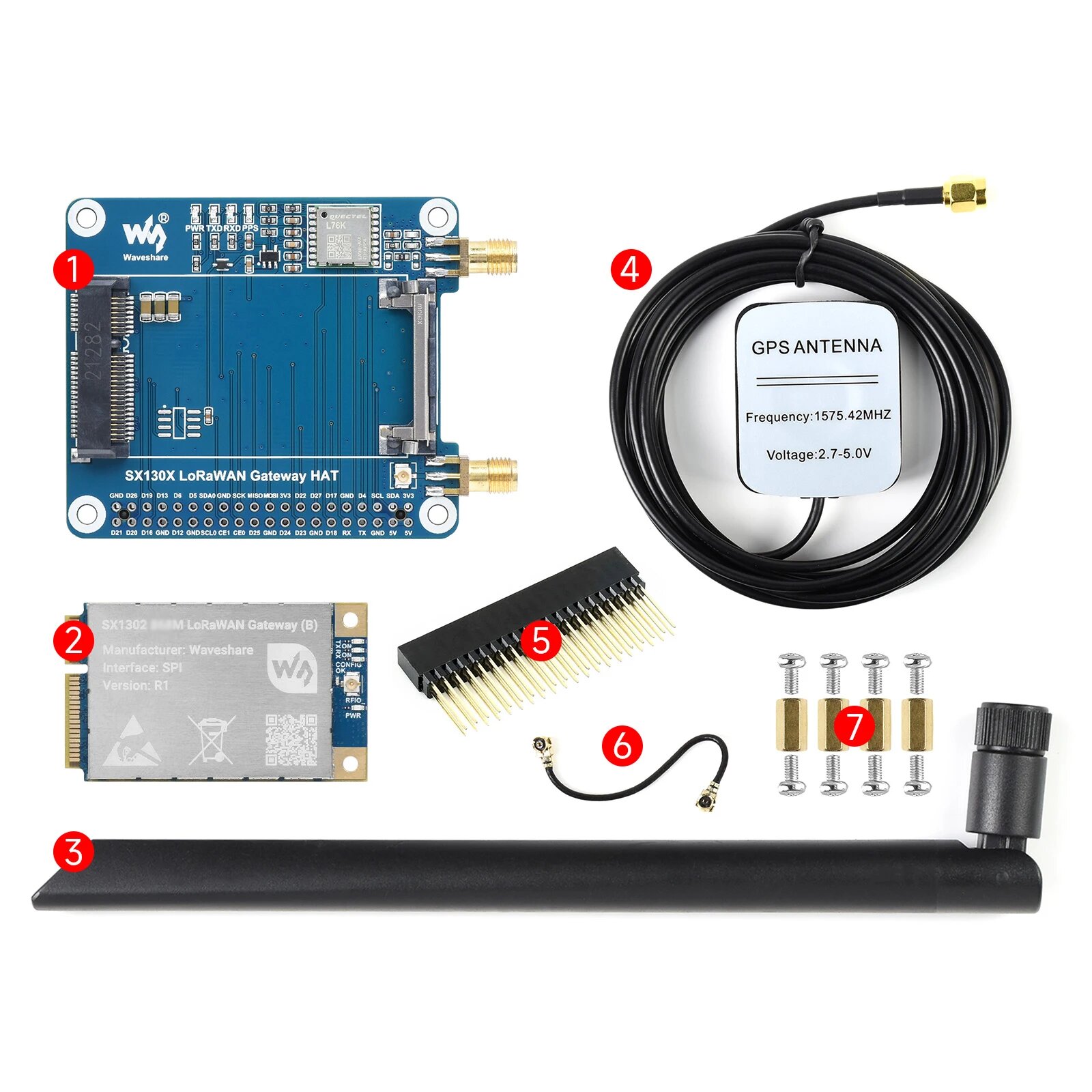 LoRaWAN Gateway GPS IoT Плата расширения беспроводного проекта для RPI RasPi Raspberry Pi Zero 2 W 3 4 Model B 5 LoRa HAT Стартовый комплект, SX1303 868MHZ