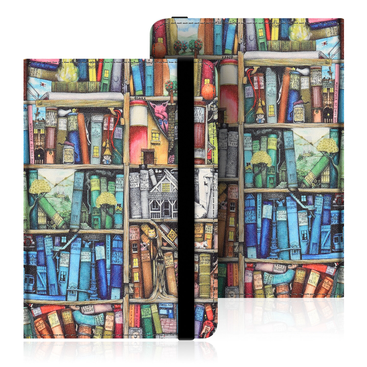 Чехол "Книжная полка", для Kindle 6, кожаный, цвет книжная полка