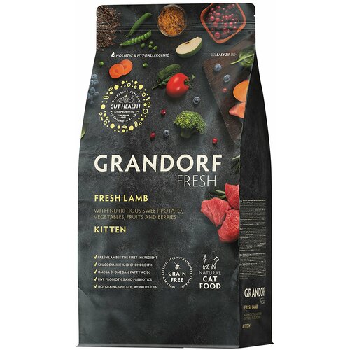Корм Grandorf Fresh Holistic Lumb&Sweet Potato (беззерновой) для котят, свежее мясо ягненка с бататом, 2 кг