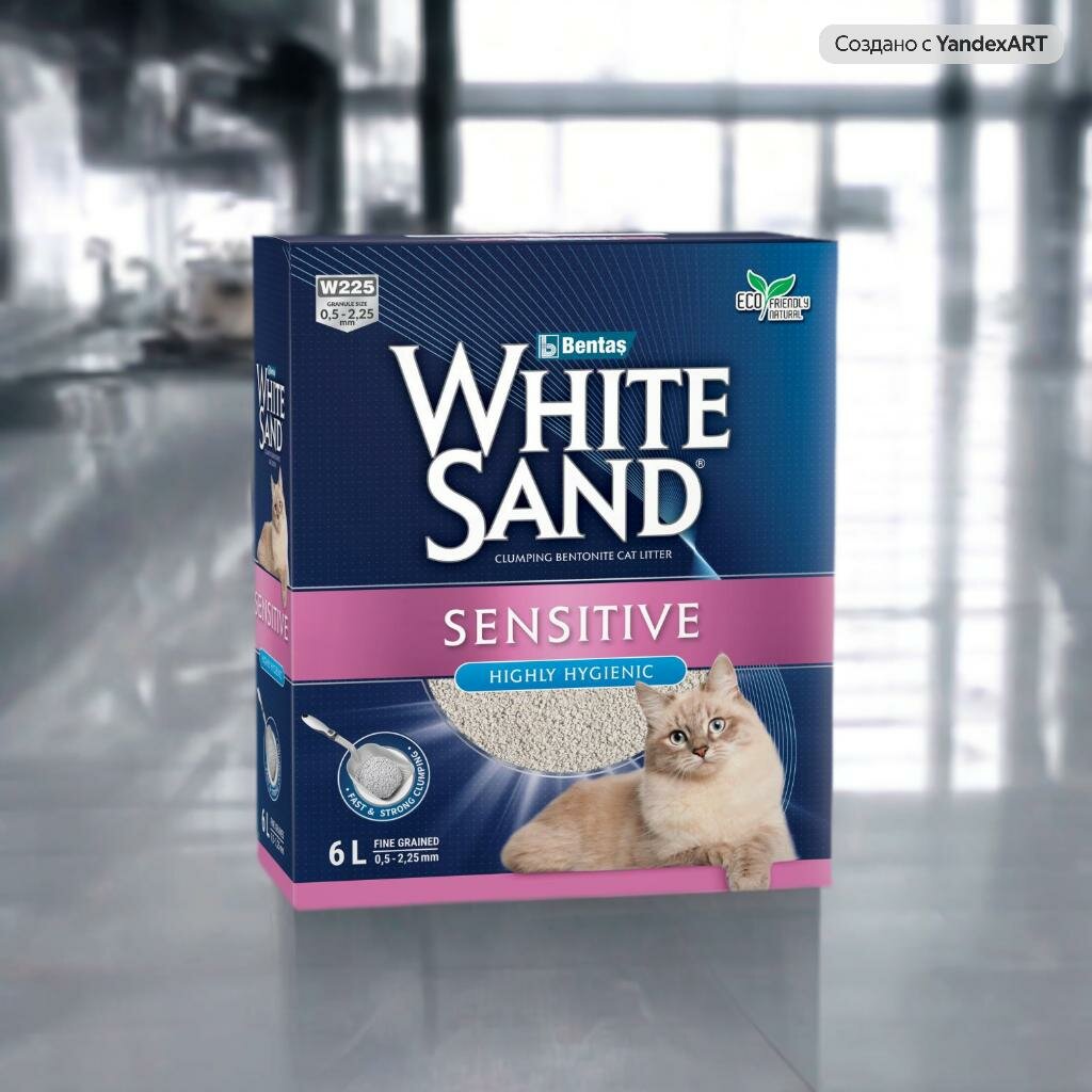 White Sand Комкующийся наполнитель для чувствительных кошек, без запаха, коробка (5.1 кг)