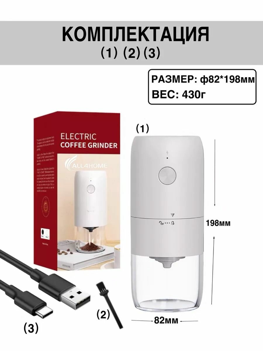 Изображение Кофемолка электрическая мощная для кофе, круп и специй