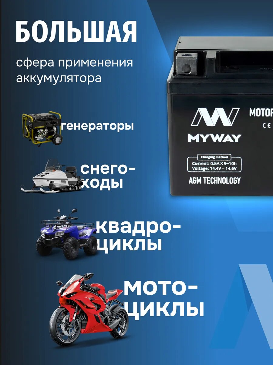 Аккумулятор 12v 5ah на мотоцикл, мопед, скутер, мотоблок AGM — фото 1