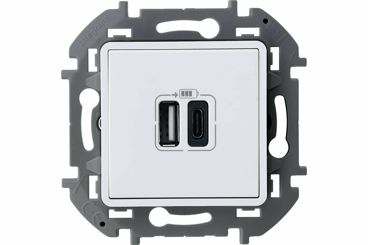 1 шт. Legrand INSPIRIA Белый Зарядное устройство с двумя USB-разъемами A-C 240В/5В 3000мА 673760