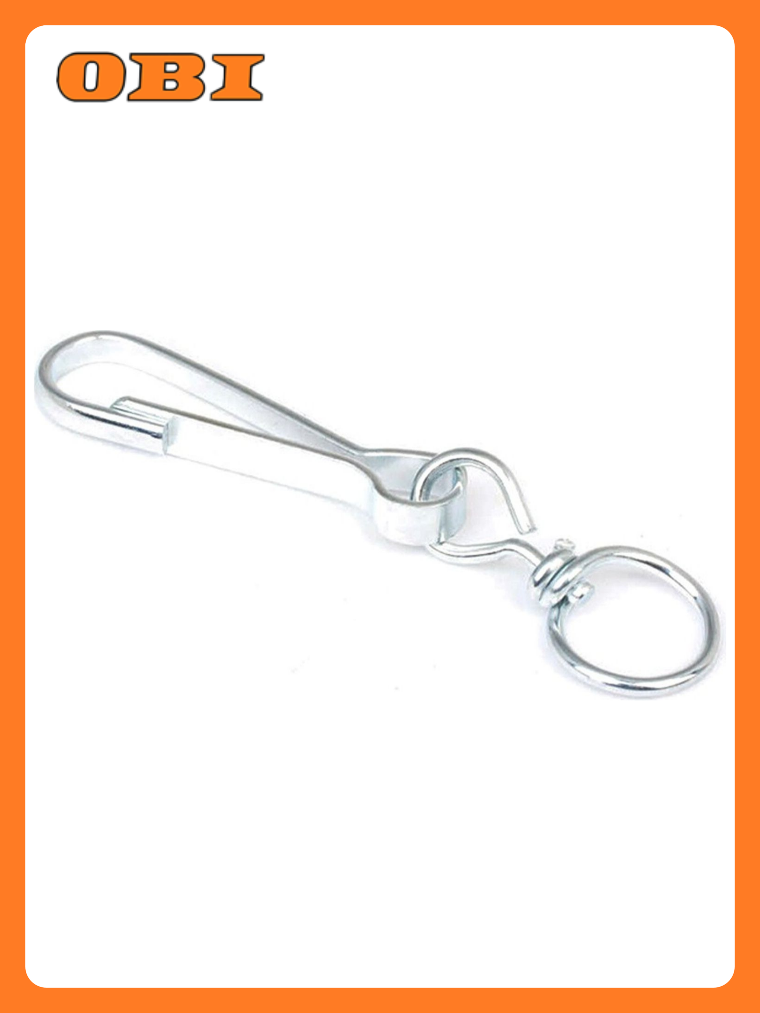 Карабин Fixbox Стройбат с вертлюгом нержавеющая сталь 80мм серый