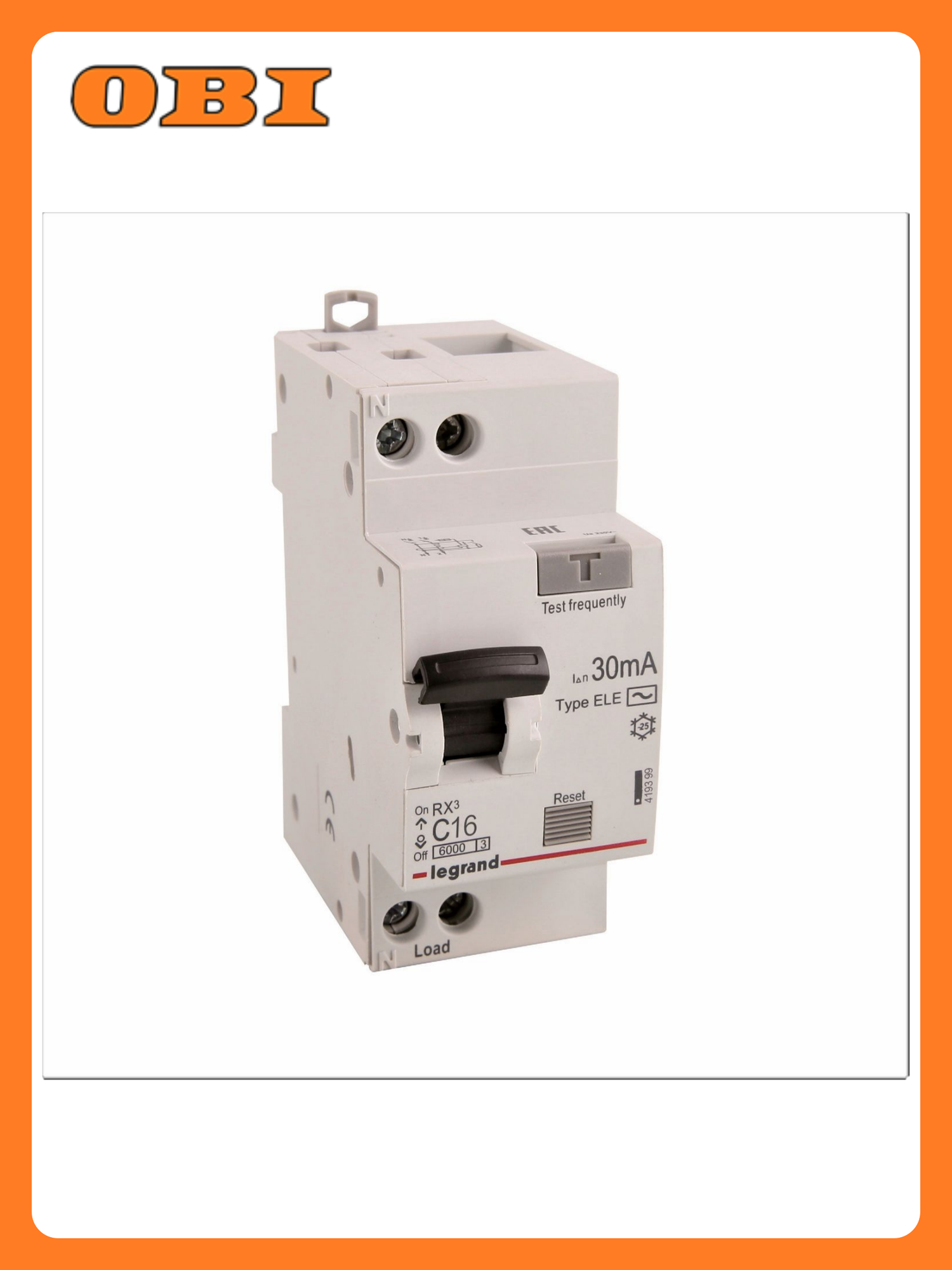 Автоматический выключатель дифференциального тока Legrand RX3 1P С16А 30мА 6кА