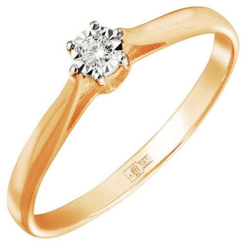 Кольцо Ювелир Карат, красное золото, 585 проба, бриллиант, размер 17.5