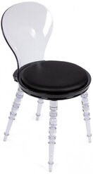 Стул пластиковый Babel черный с прозрачными ножками / Стулья для кухни со спинкой / Стул кресло / Кресло на балкон / Стулья для гостиной / Мебель лофт