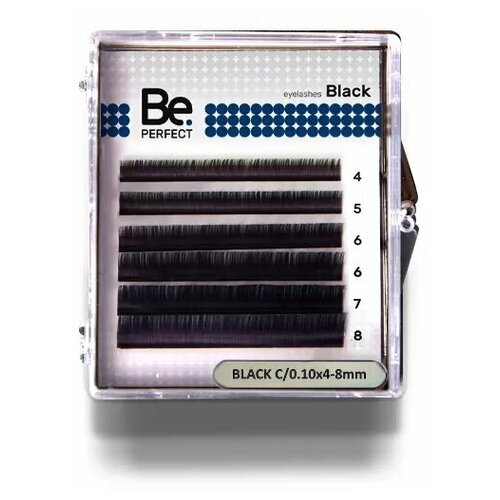 Черные ресницы Be Perfect C+ 0.10 8 mm одна длина (16 линий) черные ресницы be perfect c 0 12 12 mm одна длина 16 линий