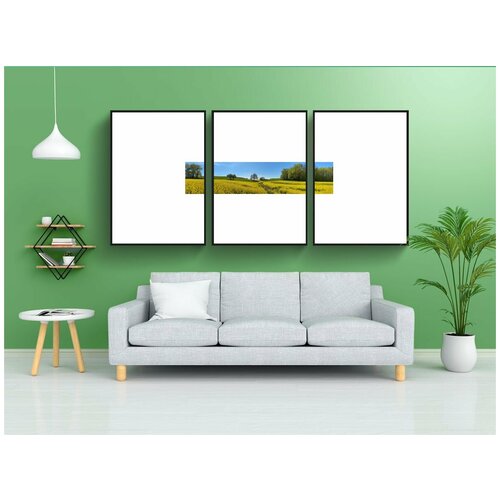 фото Набор модулных постеров для интерьера "поле, рапс, жёлтый" 60x90 см. в тубусе, без рамки lotsprints