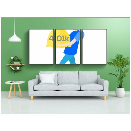 фото Набор модулных постеров для интерьера "спасти, 401к, выход на пенсию" 60x90 см. в тубусе, без рамки lotsprints