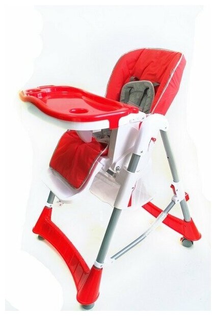 Стульчик для кормления (2 задних колеса, откидная спинка, съемная столешница, красный)