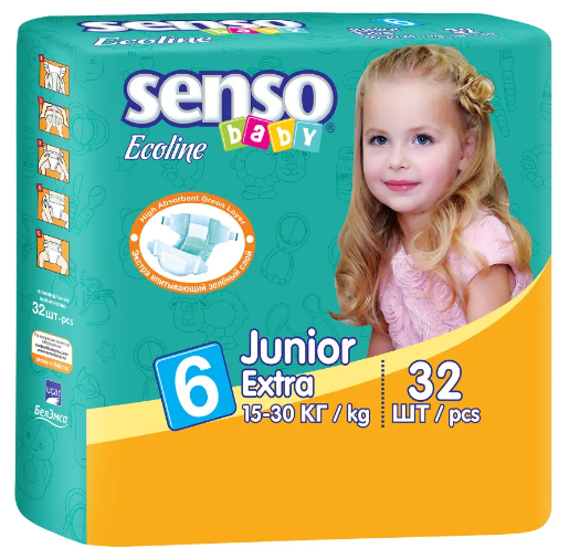 Подгузники детские Senso baby Ecoline 6 Junior extra (15-30 кг) 32 шт.
