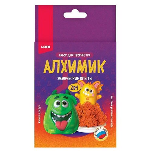 фото Набор для опытов lori химические опыты 2 в 1 жвачка для рук и кристаллический монстрик